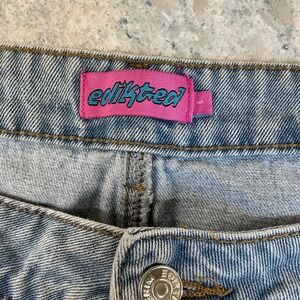 Edikted Jeans Wide Leg Baggy L Light Wash Distressed High Rise Denim